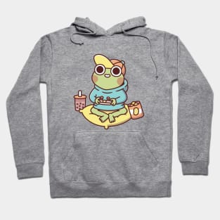 Cute Gamer Frog In Hoodie Playing Video Games Hoodie